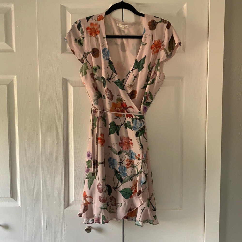 Willow and Clay Pink Floral Wrap Mini Dress